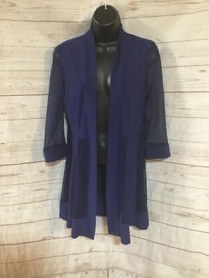 R&M Richards Women s Open Front Cardigan Transparent Details Blue Size 6 