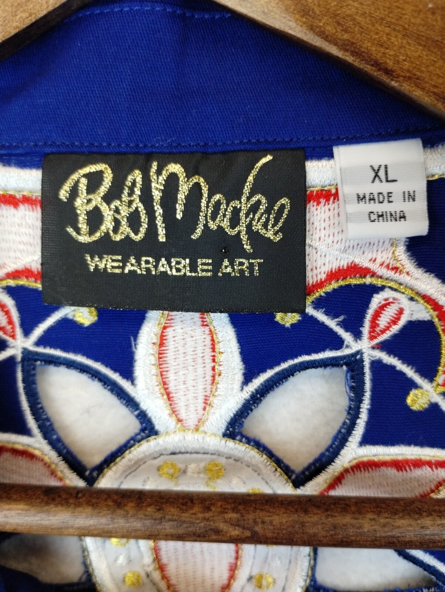 BOB MACKIE\" Special Embroidery ベロア ジャケット Bob Mackie Wearable Art Women Red Blue Embroidery Full Zip 3