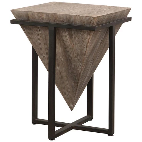 Uttermost Bertrand Iron and Wood Accent End Table in Gray Wash and Aged Black - Picture 1 of 8