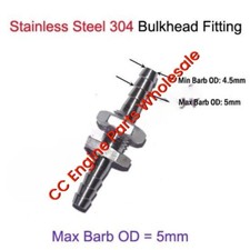 3/16 in 5mm Stainless Steel Bulkhead Fitting ...