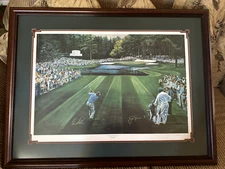 Arnold Palmer, Jack Nicklaus Framed Lithograph 1980 Masters Signed By The Artist