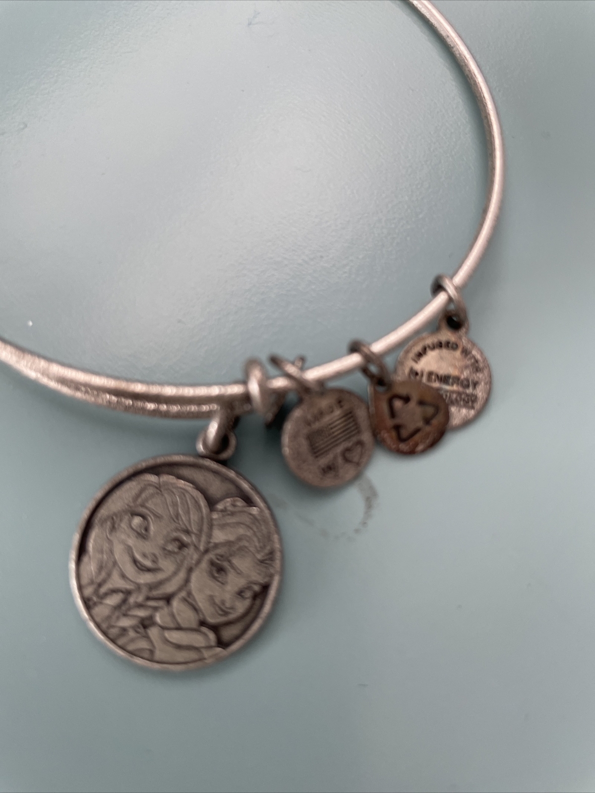 Disney Frozen Elsa Anna Alex And Ani Bangle Bracelet Silver