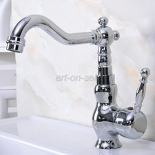 Chrome Finished Bathroom Basin Sink Faucet Swivel Spout Deck Mount Mixer Tap