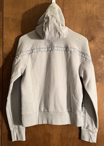 Under Armour Loose Light Gray Full Zip Medium Hoodie - Picture 2 of 12