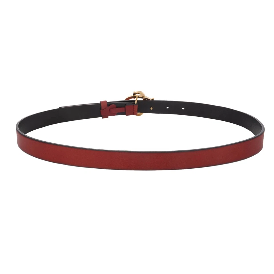 Cinturón de cuero DOLCE & GABBANA DG dorado metal logotipo hebilla rojo 90 36 13108 Foto 3 de 3