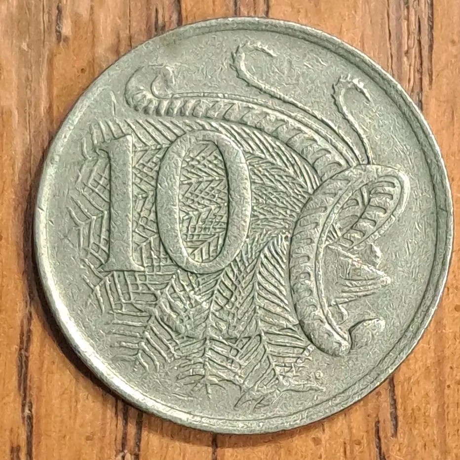 1975 Australia 10 Cents Queen Elizabeth Male Superb Lyrebird 5.66g
