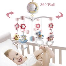 Remote Control Baby Crib Toy Mobile Nursery Lights Rotating Music Box Lullabies