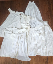 Antique White Linen Dresses Skirts Childrens Girls Lot of 7 Edwardian Victorian