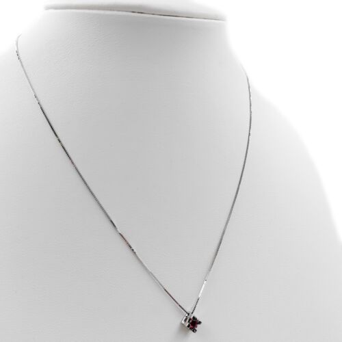 Collana in oro bianco 18 KT Punto Luce con rubino naturale Uomo Donna Catenina - Imagen 6 de 8