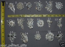 Wholesale rhinestone Crystal wedding bridal bouquet flower pearls brooch pin