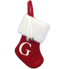Kurt Adler Monogrammed  G  Miniature Christmas Stocking, 7in