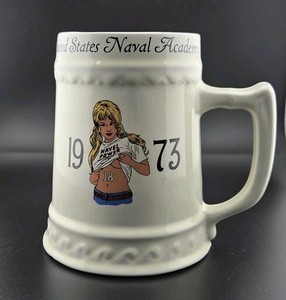 1973 Vintage United States Naval Academy Ceramic Beer Stein Mug USA Navy