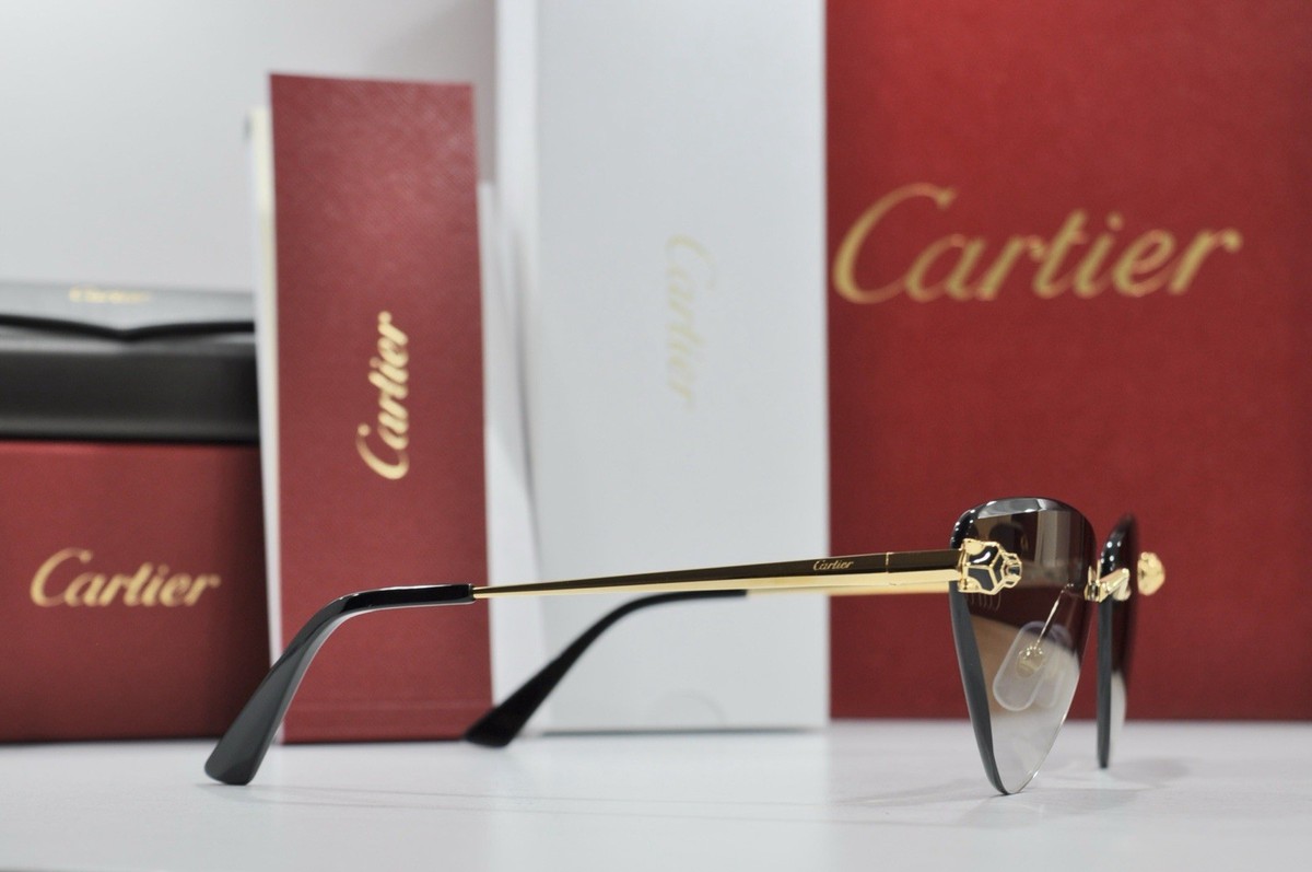 New Cartier rimless sunglasses glasses decor Panthere gold Frame
