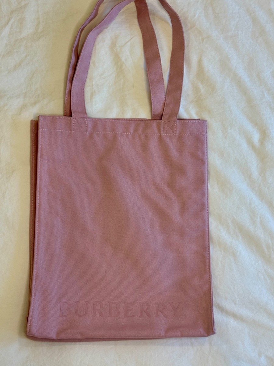 New BURBERRY Pink Canvas Fabric Tote BAG Double Handle GWP
