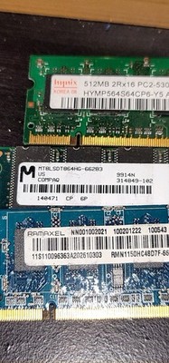 5x RAM Lot   2GB DDR3 SODIMM, 1GB DDR2 SODIMM, 512MB DDR2 SODIMM, 2x 64MB SDRAM