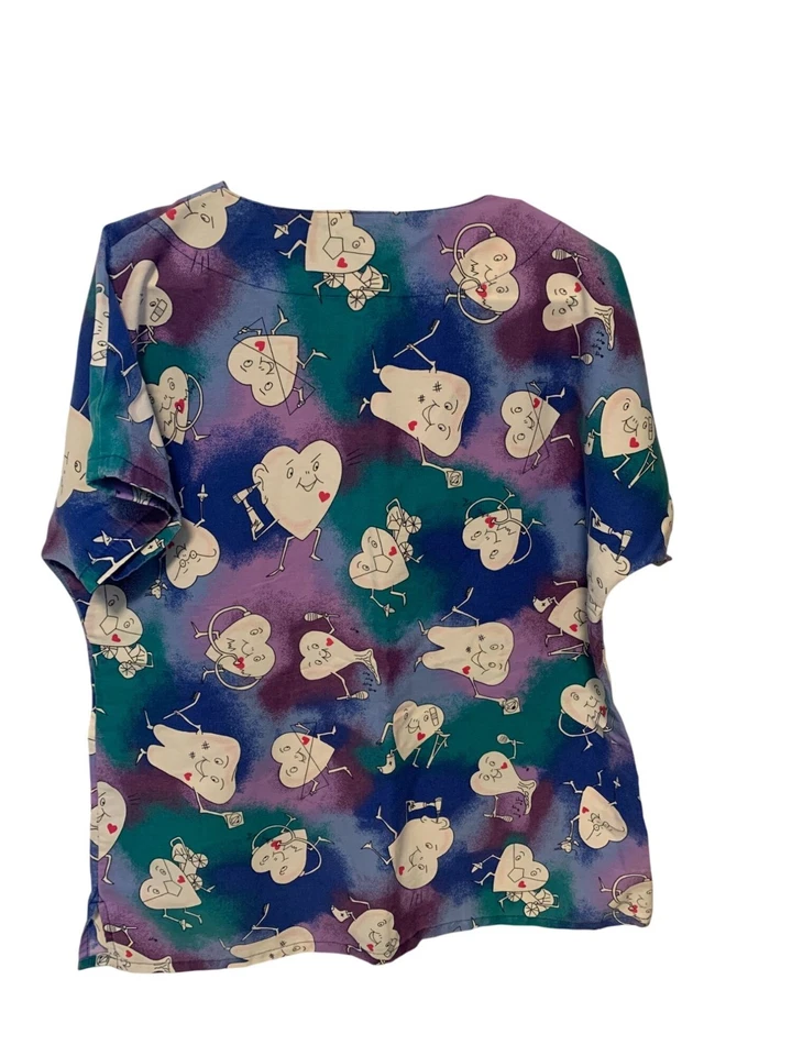 Blusa Médica Mujer Talla Mediana Cuello en V Enfermera Médica Diente Hearyt Enfermera Dentis Foto 3 de 3