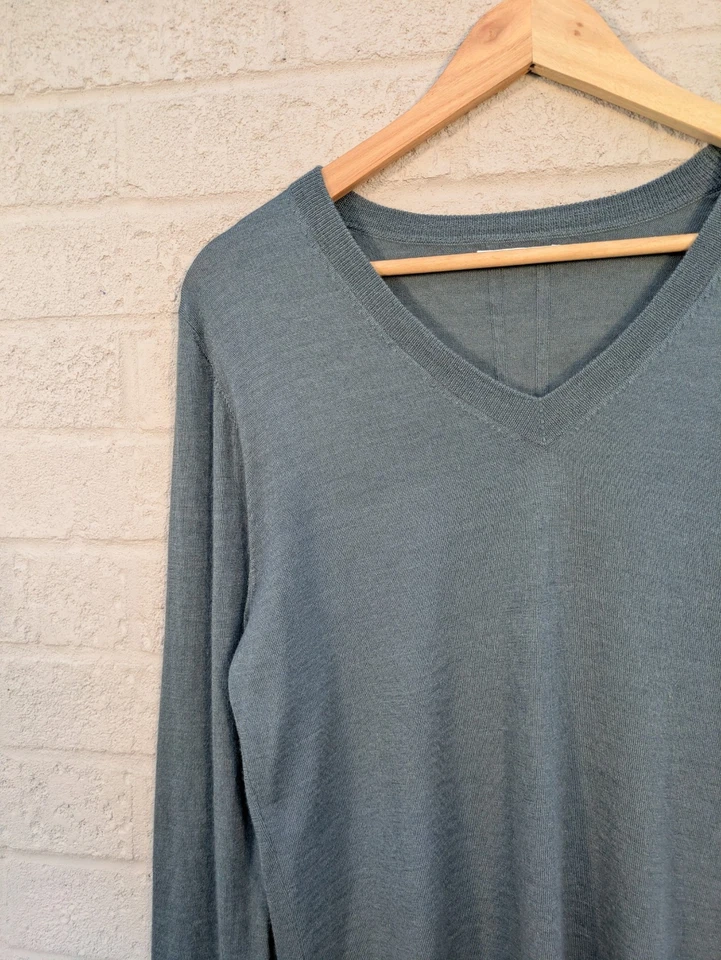 Nicole Farhi Великобритания 10 Зеленый Синий Шерстяной Шелковый Кашемировая Смесь Легкий Вязанный Топ - Изображение 3 из 4