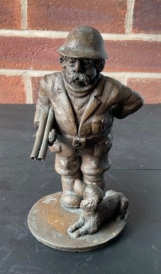 Skulptur eines Jägers und seines Hundes. Kaltguss Bronze DE LA POER Skulptur 