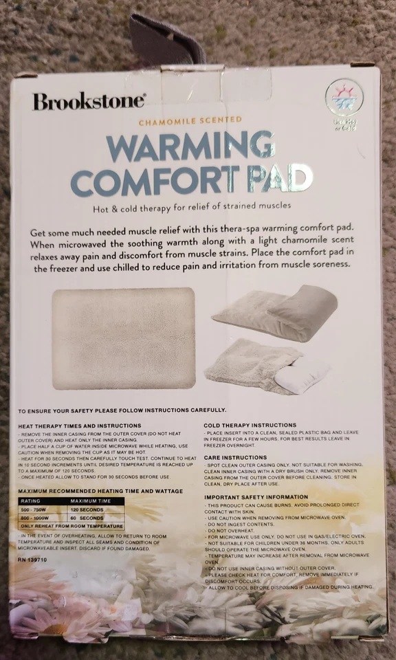 Almohadilla cómoda de calentamiento Brookstone terapia de frío y calor almohadilla cómoda de calentamiento NUEVA Foto 2 de 4