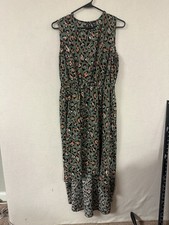 Shein Women's Sleeveless Green Leopard Print High Low Dress Size L Large