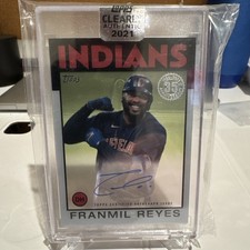 2021 Topps Clearly Authentic Franmil Reyes 1986 Autograph Auto Encased Indians 