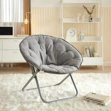 30in Saucer Chair Super Soft Microsuede Gray Folding Lounge Chair