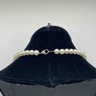 Vintage Faux Pearl Necklace Crystal Teardrop Pendant Silver Tone 20 Inch — photo 3