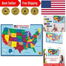 Interactive Double-Sided United States Map - 17x23 inch for Learning Fun