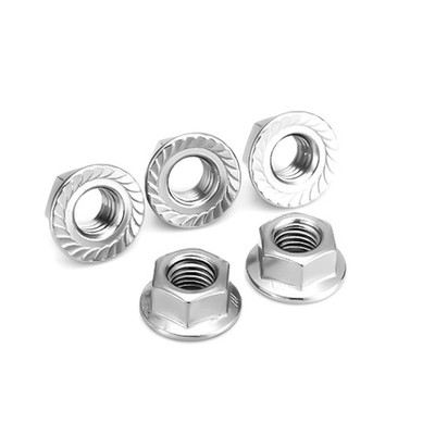 M5 x 0.8mm Serrated Flange Nuts 100Pcs,Metric 304 Stainless Steel 18-8 Hexago...