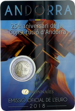 Andorre 2 EUROS COMMÉMO 2018 - 25ème anniversaire de la Constitution d'Andorre