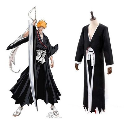BLEACH Kurosaki Ichigo Kimono Anime Outfit Uniform Cosplay Kostüm Halloween HOT