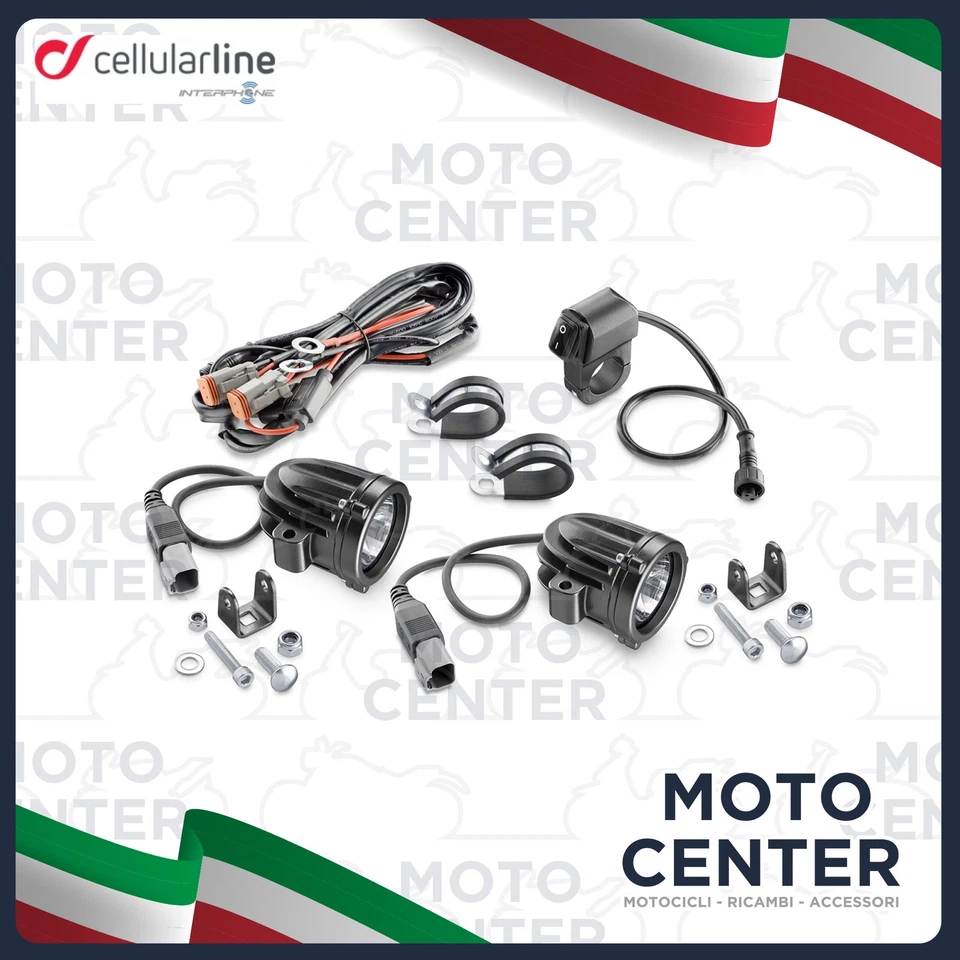 KIT FARETTI LED MOTO 10W SPOT AUSILIARI INTERPHONE CELLULAR LINE CON OMOLOGAZION - Immagine 2 di 4