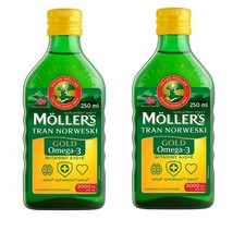 🍋 MOLLERS GOLD Fischöl Lebertran 2 x 250ml Omega 3 EPA DHA Vitamin D3 2000 I.E.