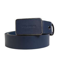 DOLCE & GABBANA Belt Blue Leather Logo Metal Buckle Men 115cm / 46in RRP 470usd