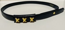By Paloma Picasso Vintage Black Skinny Leather Belt XXX Made In Italy MD 75