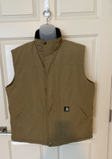 CARHARTT- Men's Tan Nylon Corduroy Collar Insulated Hunting Vest  SZ XL