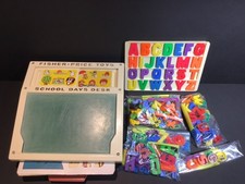 FISHER PRICE SCHOOL DAYS DESK W/ EXTRA LETTERS  NUMBERS VINTAGE 1972