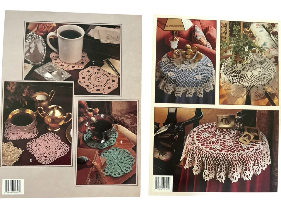2 Leaflets with Crochet Patterns Heirloom Table Toppers & Thread Coasters 1990's - Image 2 of 4