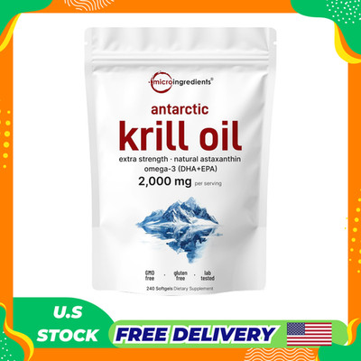 Antarctic Krill Oil Supplement, 2,000mg Per Serving, 240 Softgels, Triple Streng