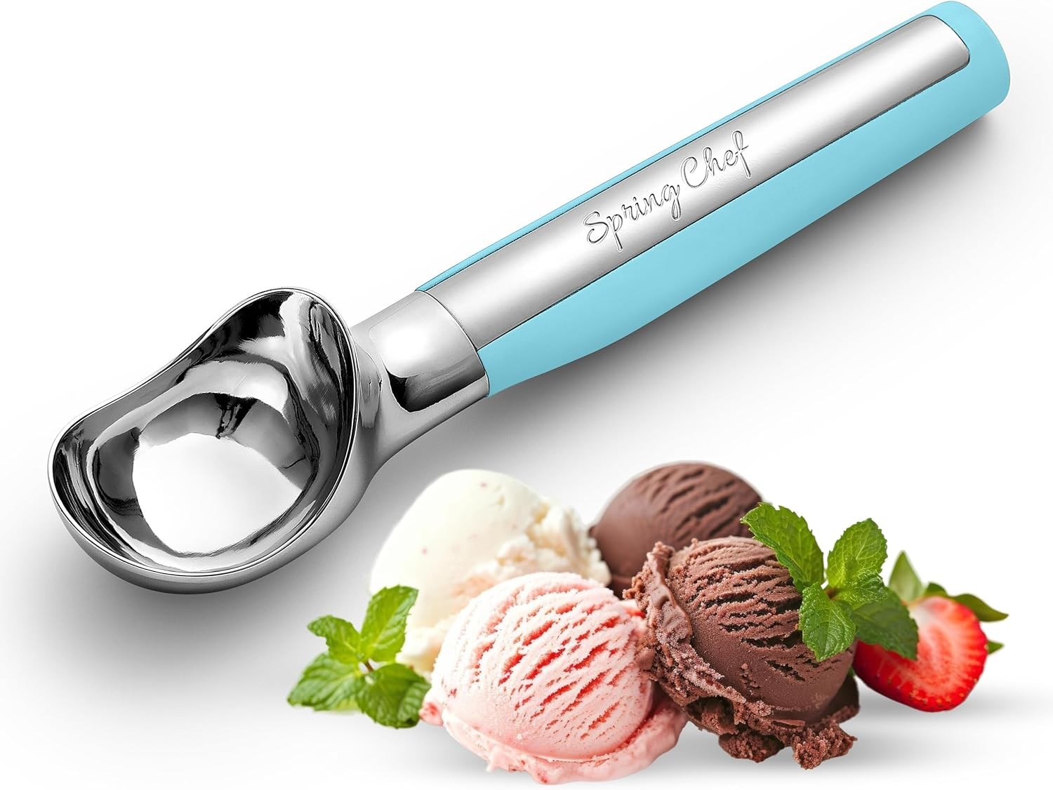 Heavy Duty Metal Ice Cream Scoop Dishwasher Safe Aqua Sky
