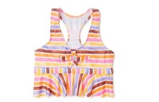 NWT Colorful Stripes Girls Sz 10/12 Beach Pool Ruffled Tankini Top FREE SHIPPING