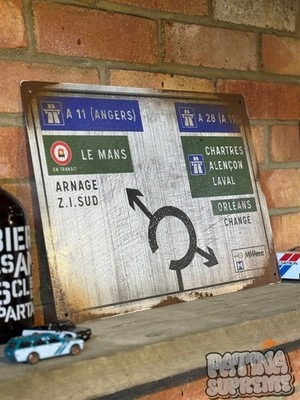 Le Mans 24 Stunden Schild Mancave Hausbar Rusty Patina La Sarthe Straight