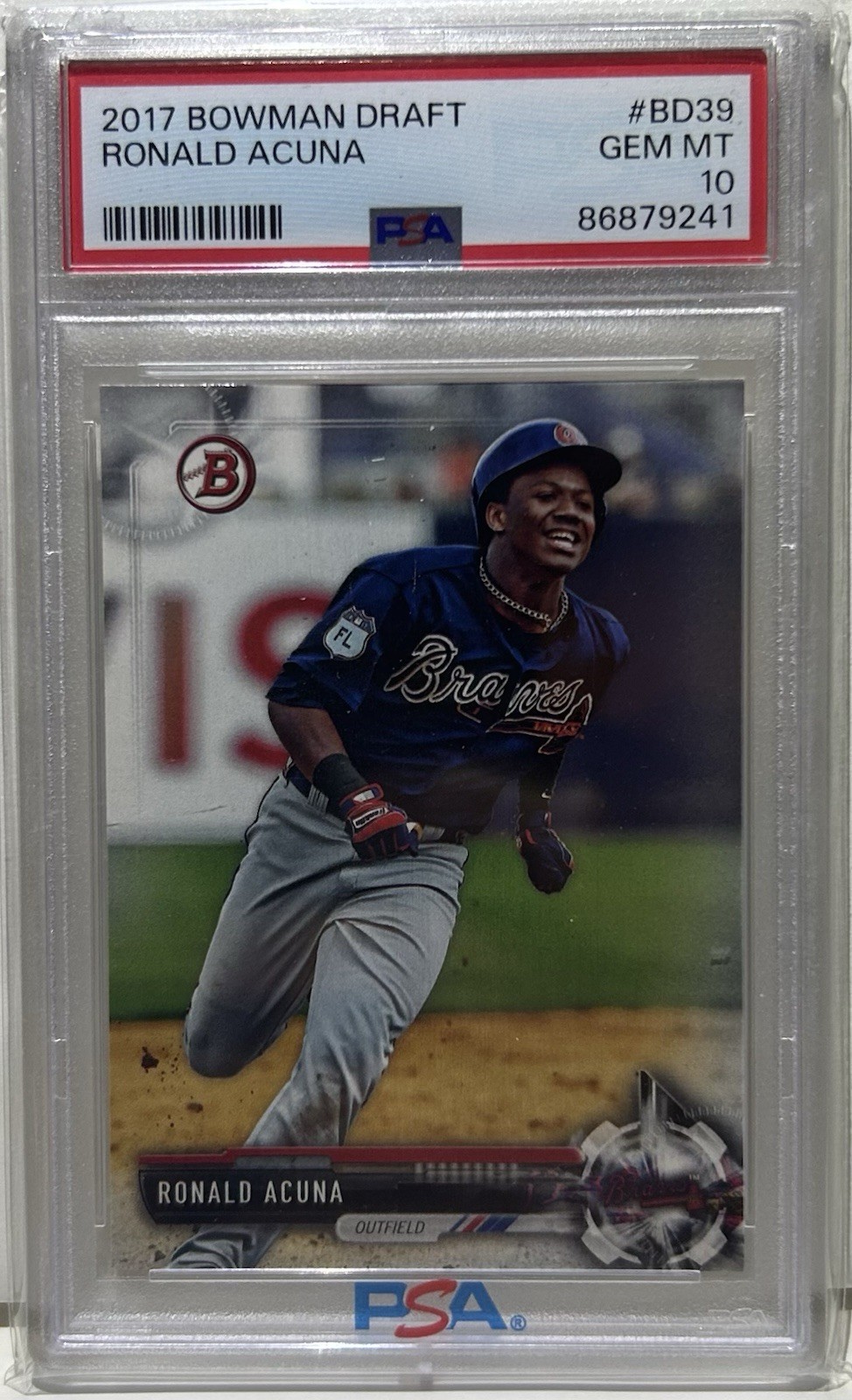 Ronald Acuna Jr. 2017 Bowman Draft #BD39 PSA 10 Gem Mint - Rookie - ATL Braves