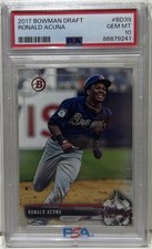 Ronald Acuna Jr. 2017 Bowman Draft #BD39 PSA 10 Gem Mint - Rookie - ATL Braves