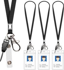 3 Pack Neck Lanyard with ID Badge Holder, Office Strap Lanyards, Stainless Metal