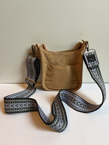 Ah Dorned Crossbody Bag/Purse Faux Suede Tan/Camel With Joy Susan Strap