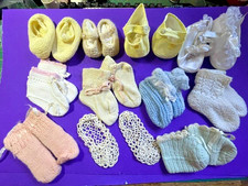 11 Pair Vintage 3"-4" Long Baby Booties for Antique Dolls