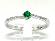 Smaragd Ring 585 Weißgold 14Kt Gold natürlicher runder Smaragd  14 Brillanten