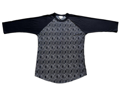 LULAROE Randy Shirt Size Medium M Raglan Sleeves Black White Geometric
