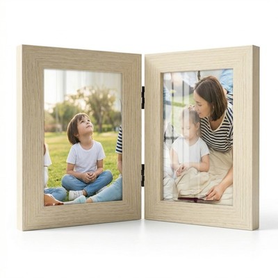 4x6 Beige Collage Picture Frame Real Glass 2 Opening Multi Photo Wall Tabletop